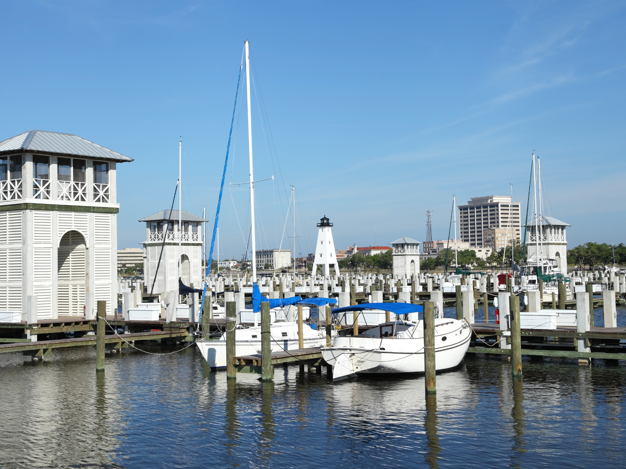 Gulfport marina aerial – coastal U.S. private air charter stop